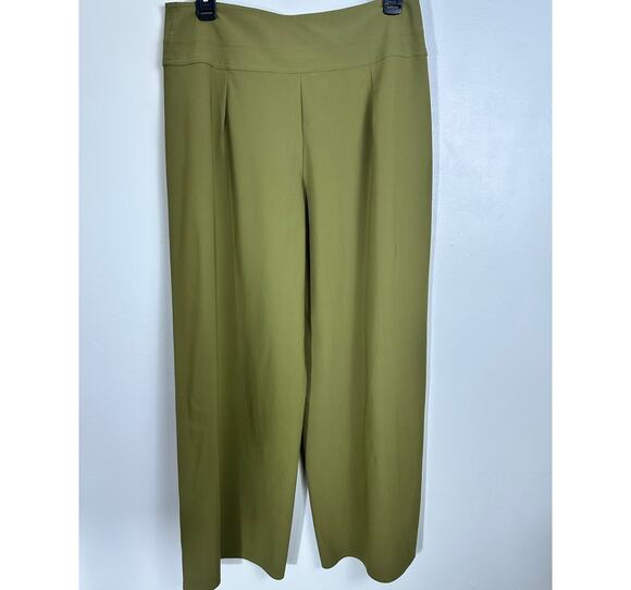 Athleta Pants - Athleta Cosmic Wide Leg Pant 10P Acacia Olive Green High Rise Travel Slacks EUC